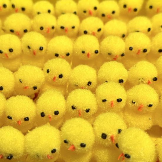 Mini Easter Fluffy Chicks 1.18" Soft Plush Chick Figurines Cute Yellow Small Chenille Chicks for Easter Party Supplies