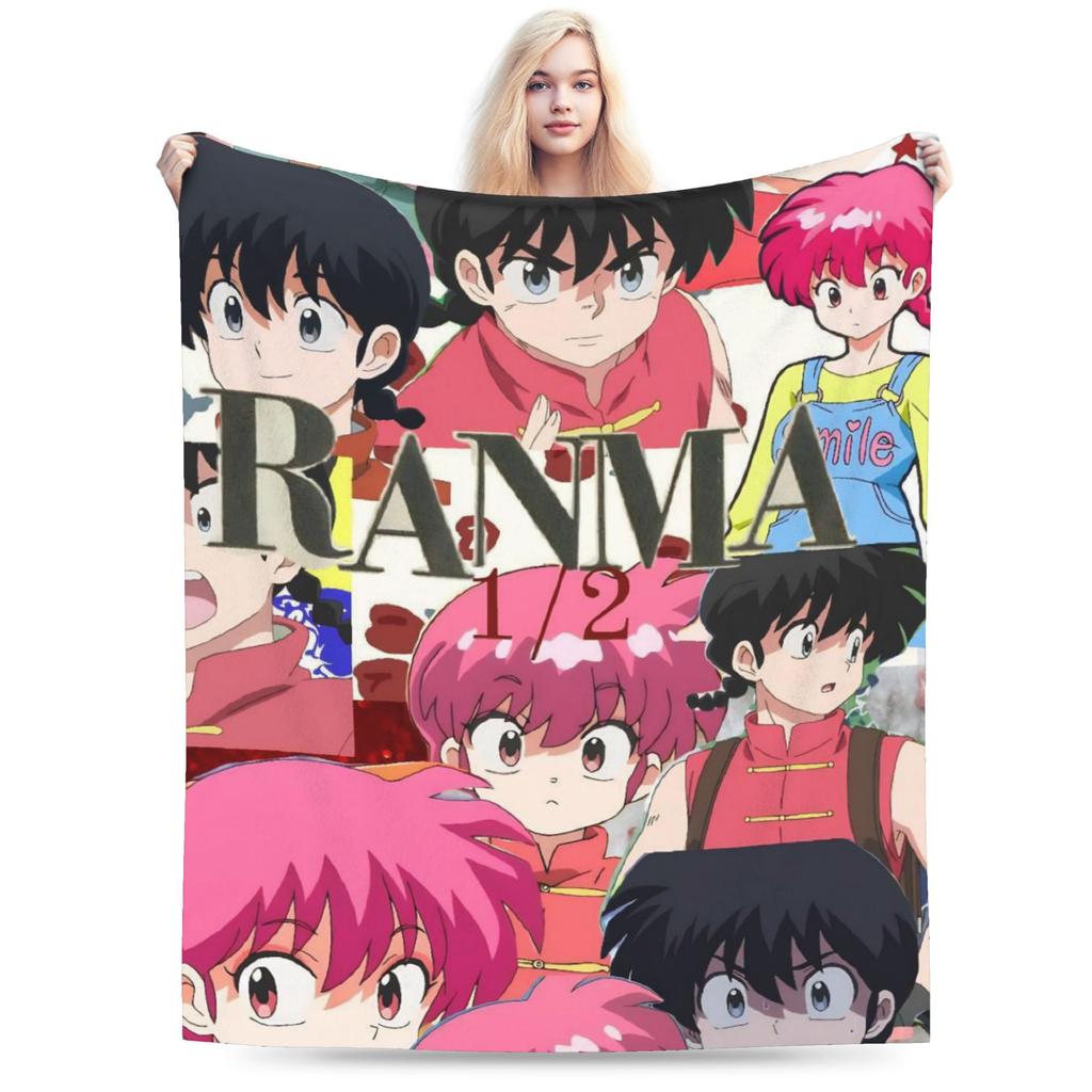 Japanese Anime Ranma Saotome Blanket Fleece All Season  Portable Super Warm Throw Blankets for Bed Bedroom Quilt