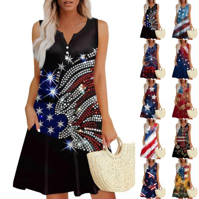 Women's Fashionable Casual Independence Day Print Dress