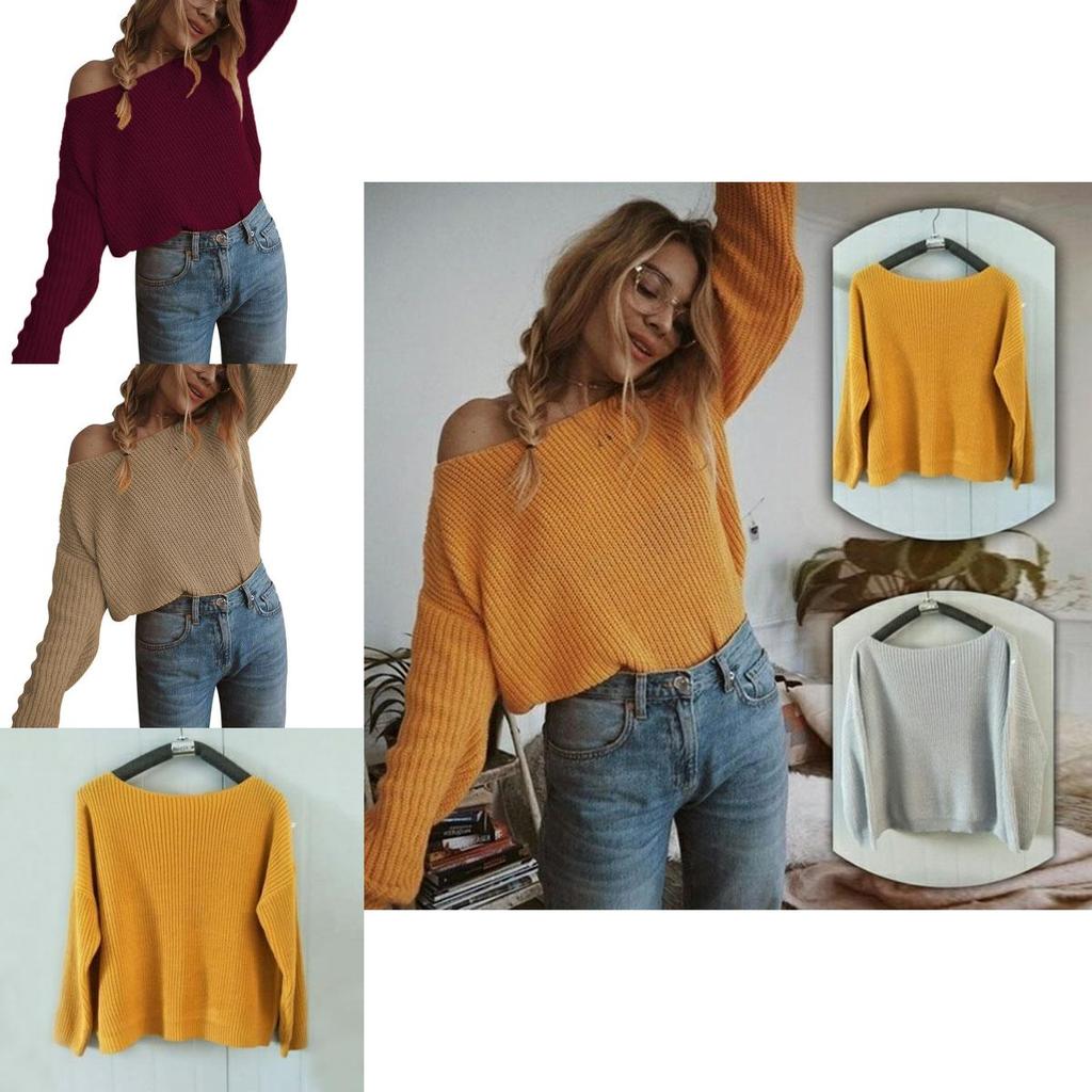 Premium Plus Size Autumn Womens Sweaters Off The Shoulder Pullover Sweater Long Sleeve For Stylish Comfort