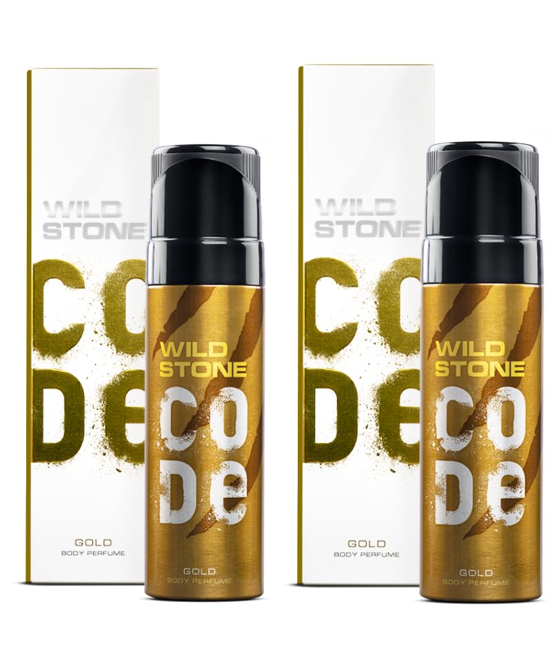 Wild Stone CODE Gold Body Perfume for Men, Pack of 2 (150ml each)|No Gas Deodorant|Long Lasting Body Spray