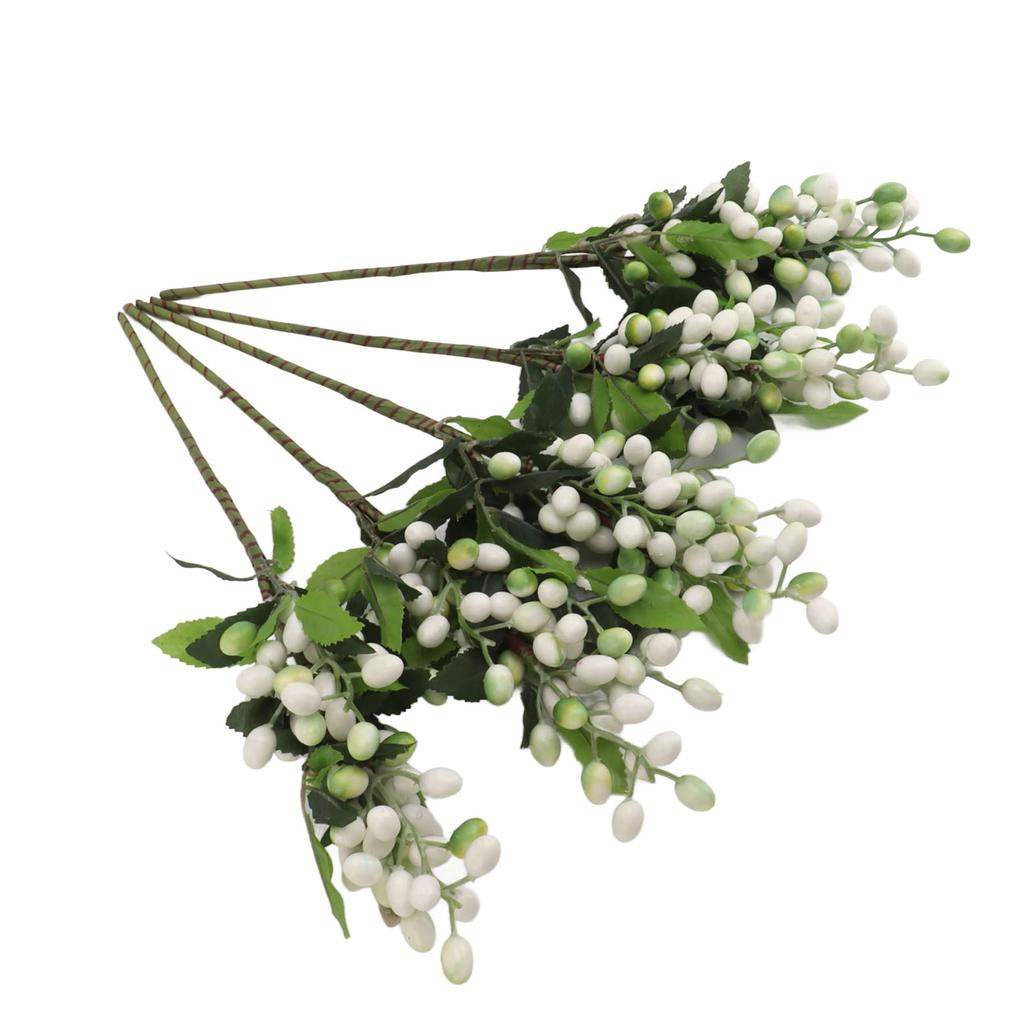 5PCS Artificial Berries Artificial Pip Berry Stems Decoration for Living Room Office White