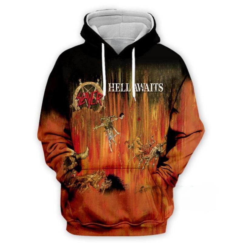 SLAYER ROCK Mikiny Pánské 3D Potisk Pánské Dámské Mikina Ležérní Oversized Pánské Oblečení Streetwear Módní Mikina