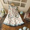 Girls Summer Cherry Print Sleeveless Dress Ruffled Hem Princess Party Vest Dress For Kids Children Casual Sundress