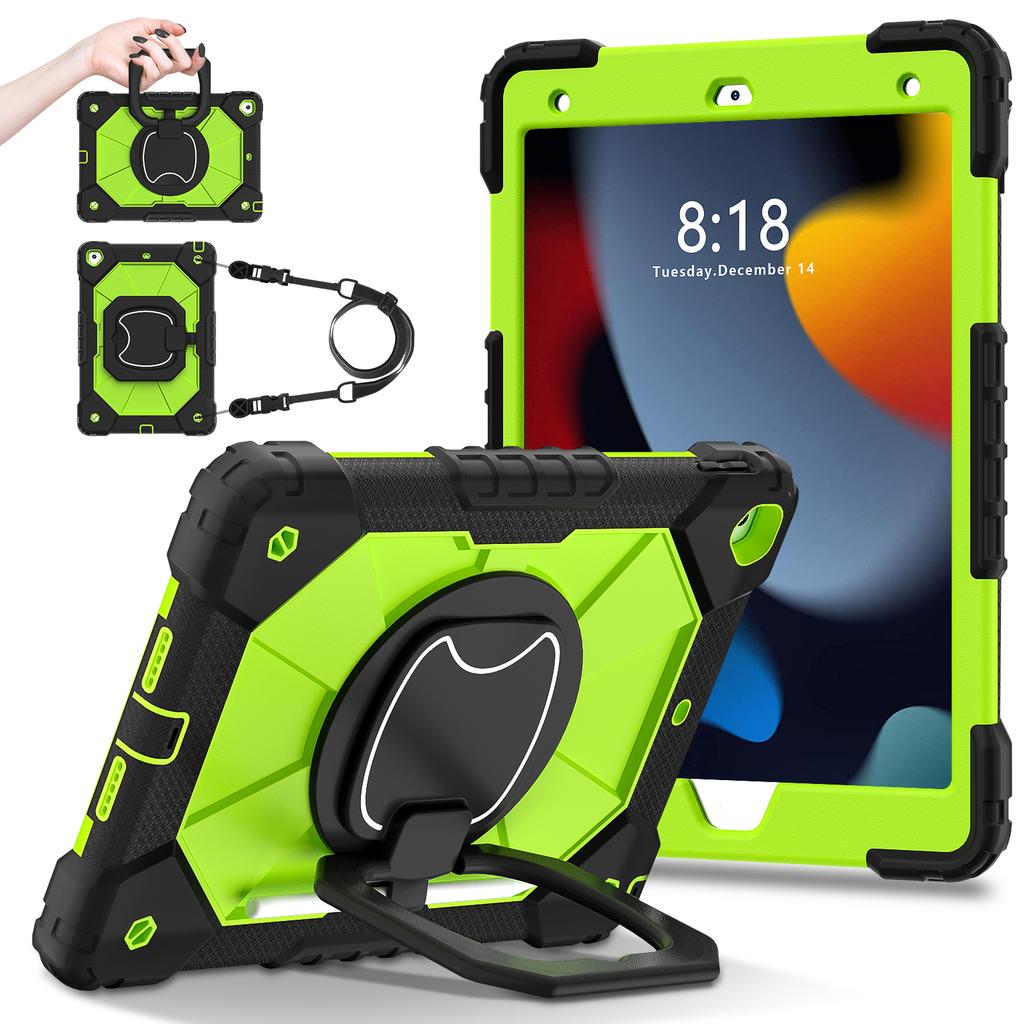 Rotating Heavy Duty Case for IPad 10.2 2019 2020 2021 7th 8th 9th Generation Armor Stand Cover with Handle Grip Shoulder Strap