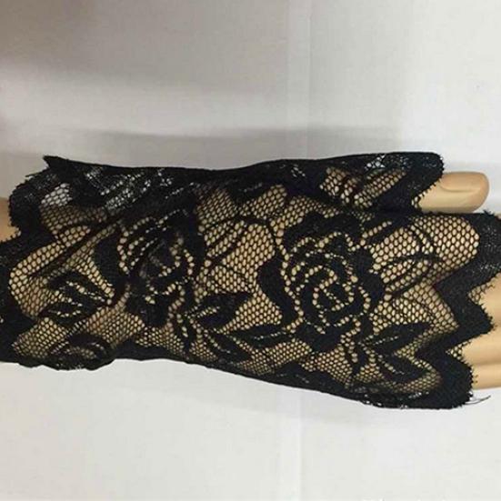 Sexy Lady Girl Lace Mesh Rose Flower Wedding Party Costume Fingerless Gloves