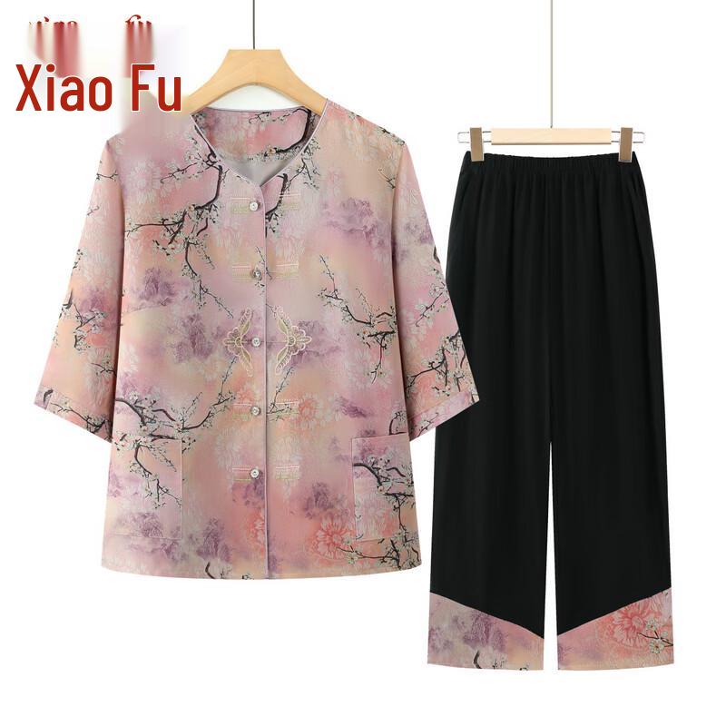 

Women s Loose Fit Mid-Sleeve Top & Suit Set 5XL