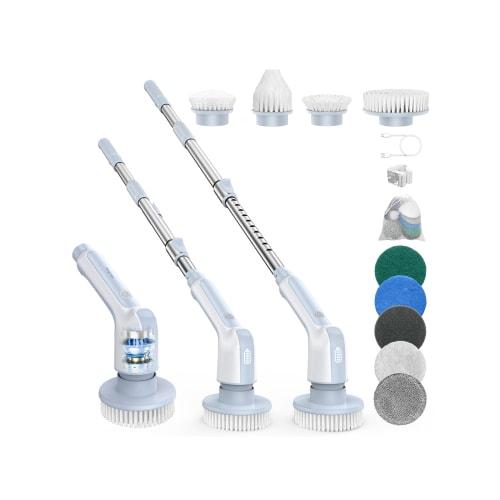 Airpher Cordless Bath Polisher, Electric Bath Cleaning Brush, 120 Minutes of Continuous Use, 9 Replacement Brushes Included, Battery Level Display [Ex