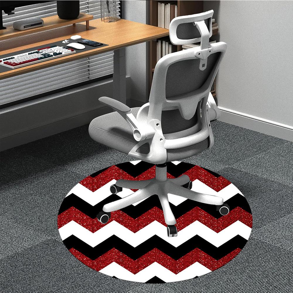 

1pc Red Zigzag Design Chair Carpet for Office, Round Non Slip Durable Large Size Office Carpet, Suitable for Office 80cm