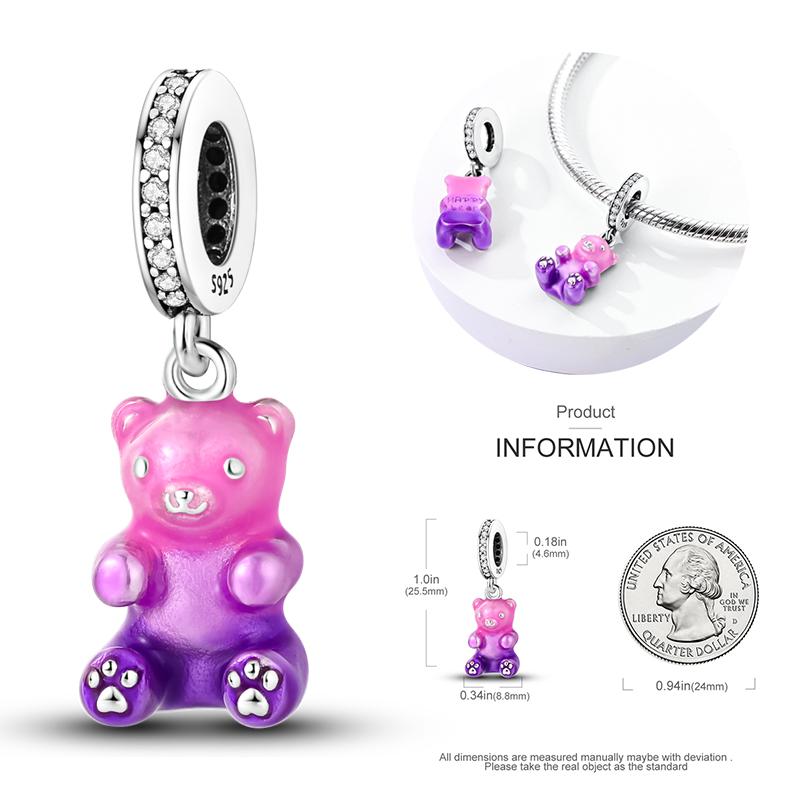 New Copper Bow Star Love Pink Series Charm Beads Suitable For 3Mm Original Bracelet Diy Fashion Jewelry Gift