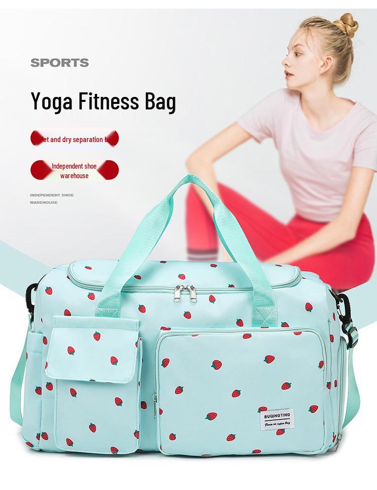 Strawberry Women's Yoga & Travel Bag - Wet/Dry Separation, Single Shoulder Handheld Storage