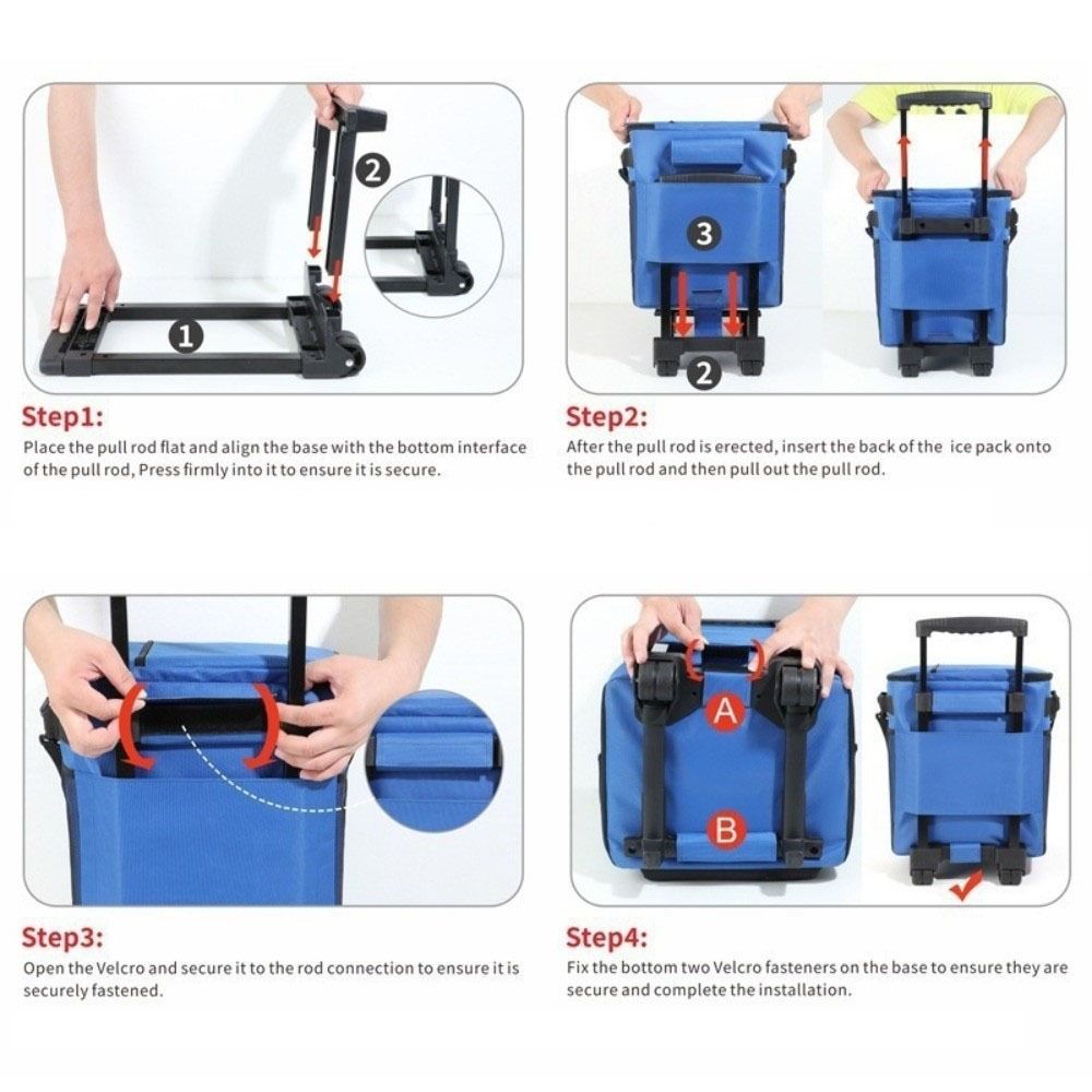 Double Layers Picnic Trolley Box Large Capacity Tie Rod Picnic Bag Insulated Cooler Bag  Lunch Box