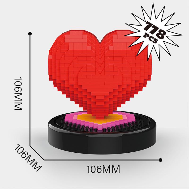 Love Heart 520 Building Blocks - Compatible with LEGO, Desktop Ornament & Valentine's Day Gift