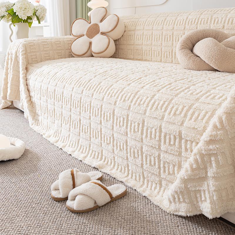 Winter High-Grade Plush Sofa Cover Towel Heat Preservation and Warm All-Inclusive Universal Sofa Towel Simple Modern Cushion