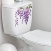 Elegant Purple Vine with Leaves and Flowers Toilet and Wall Sticker Set Waterproof Self-Adhesive Removable Decal for Bathroom WC Home Decor