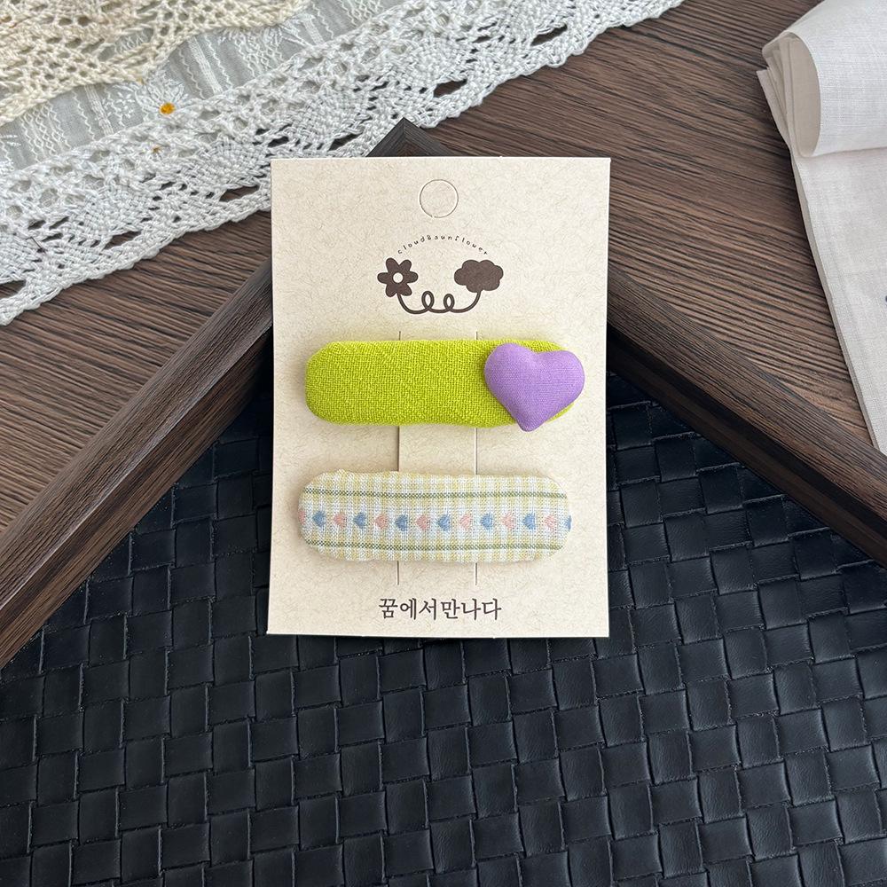 Bonbonfarbene koreanische Herzpony Haarspangen - Niedliches kariertes quadratisches Design für Mädchen