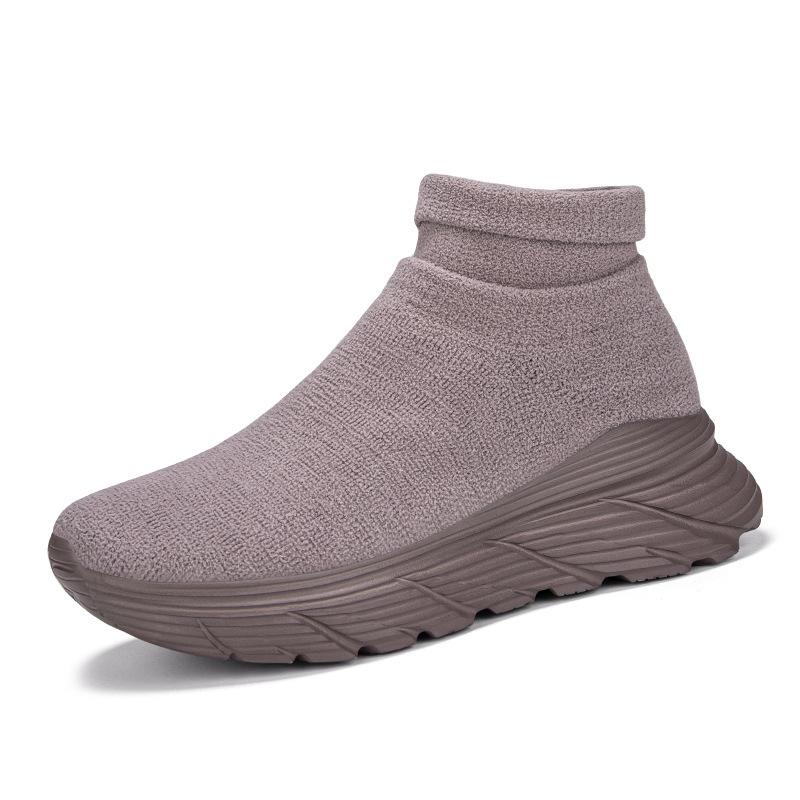 

2025 большой размер однотонный мужской и женский большой размер теплый летающий тканый замшевый спортивный бег толстая подошва увеличение роста универсальный досуг 36