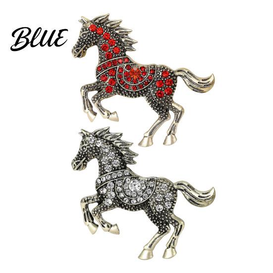 Horse Lover Gift Idea Brooch Retro Style Sparkling Rhinestones Alloy