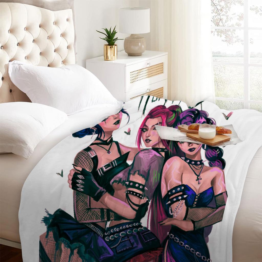 Punk Huntrix Blankets K pop Demon Hunters Zoey Rumi Mira Soft Warm Throw Blanket Kids Living Room Couch Sofa Bed Christmas Gifts