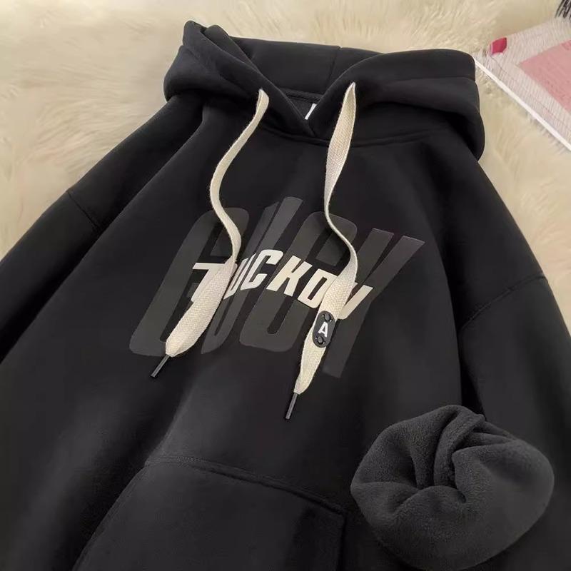 Heavy stiff burgundy sweater brand youth autumn and winter fleece hooded jacket