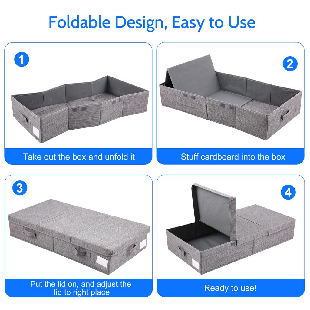 Storage Box with Lids Foldable Closet Blanket Toys Fabric Storage Containers