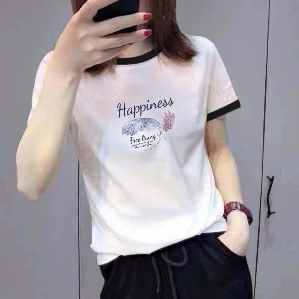 Retro-Farbblock-T-Shirt mit Kragen und kurzen Ärmeln im koreanischen Stil für Damen mit Buchstabenaufdruck, Rundhalsausschnitt, schmeichelnder Slim Fit für Frauen mittleren Alters und ältere Frauen.