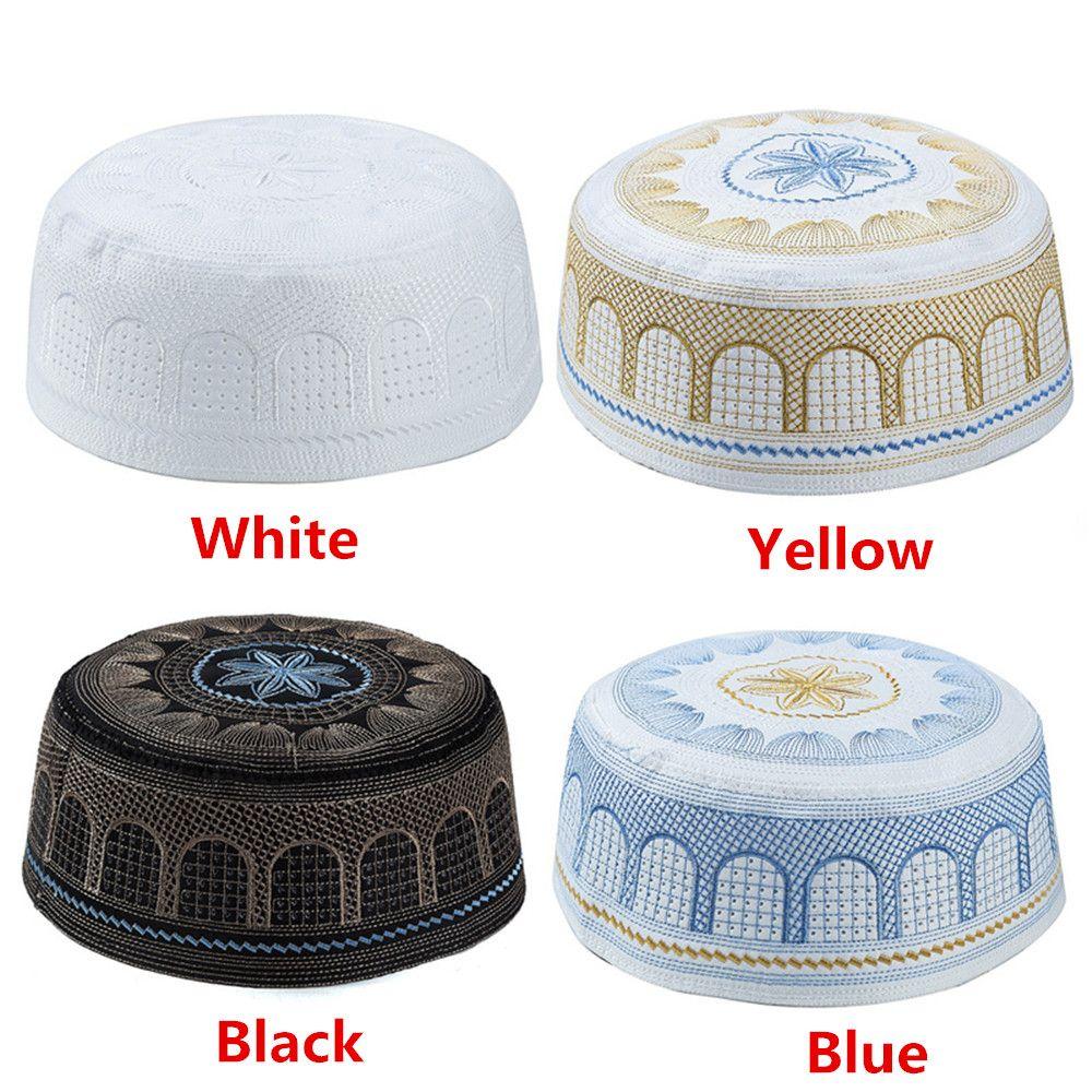 Islam Embroidery Cotton Prayer Hat Musliman Turban Muslim Hat India Caps