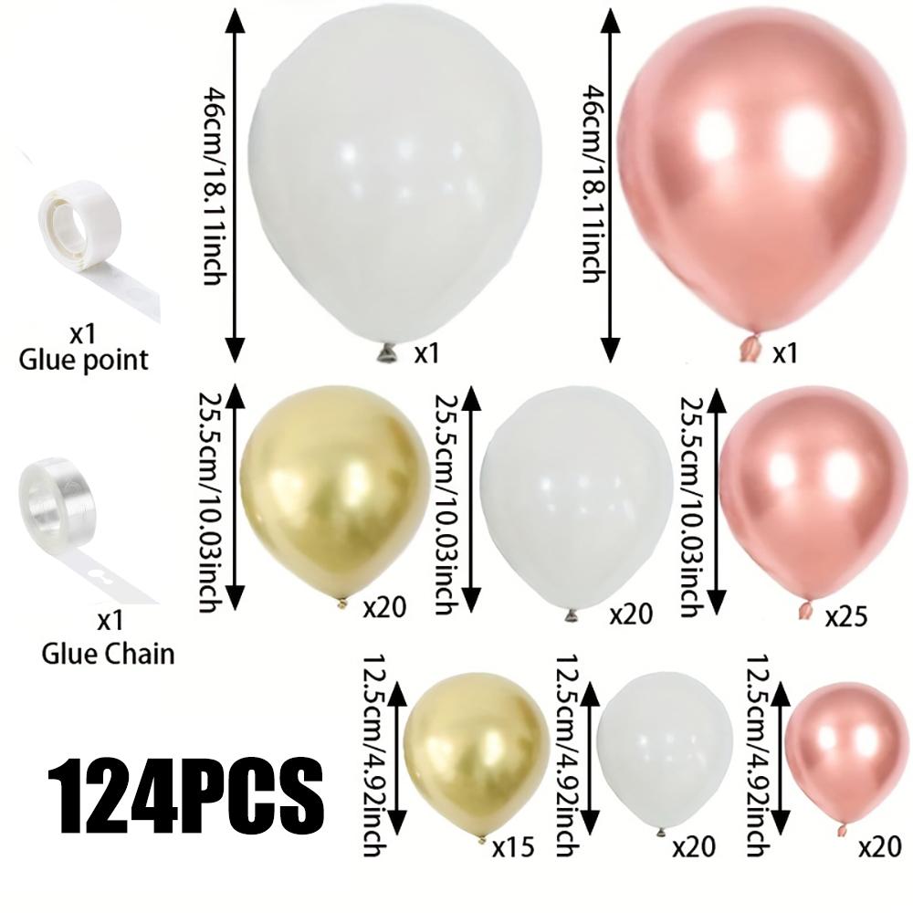 

124PCS Pink and Rose Gold Balloon Latex Balloon Set Suitable for Birthday Parties, Weddings, Valentine s Day Parties Decoration Other