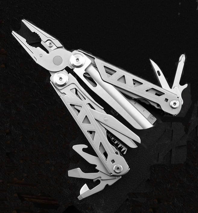 Outdoor Multi-function Multi-tool, Stainless Steel, Foldable, Instruction Manual Included