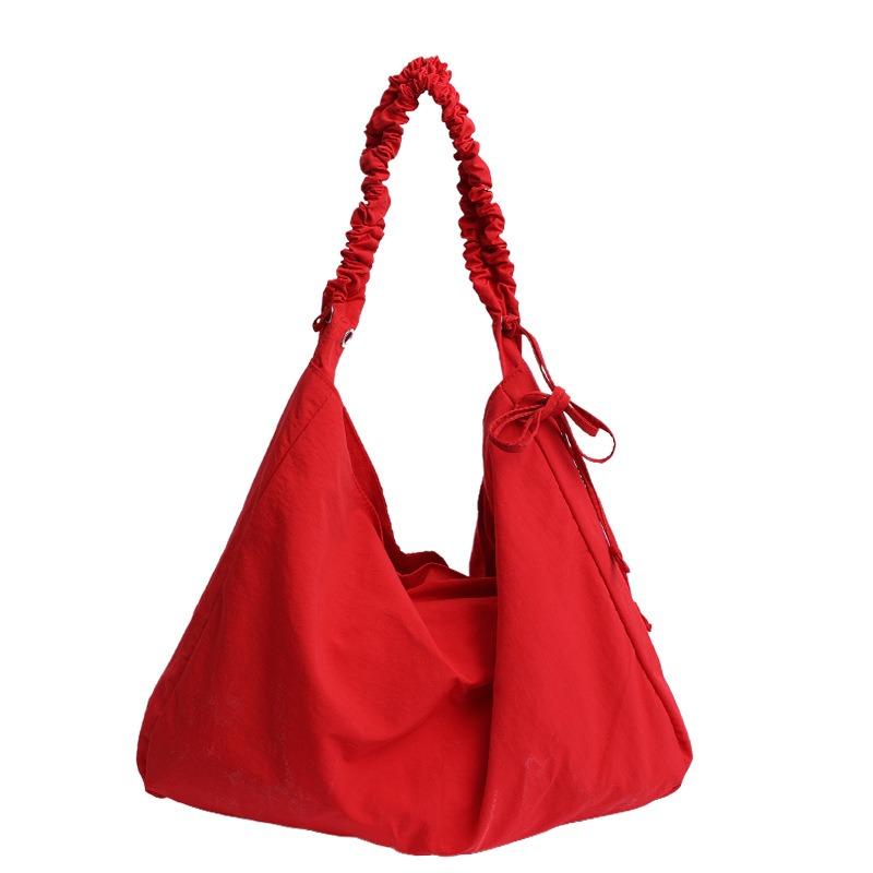 College Style Pleated Canvas Bag Women's New Trendy Fashion Summer Tote Bag Versatile Large-capacity Underarm Bag