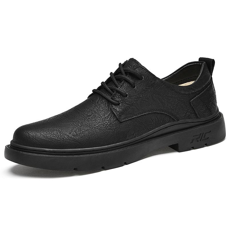Men's Leather Outdoor Work & Hiking Casual Boots - Low-Top, Big Head Martin Style, Ideal for Spring & Autumn