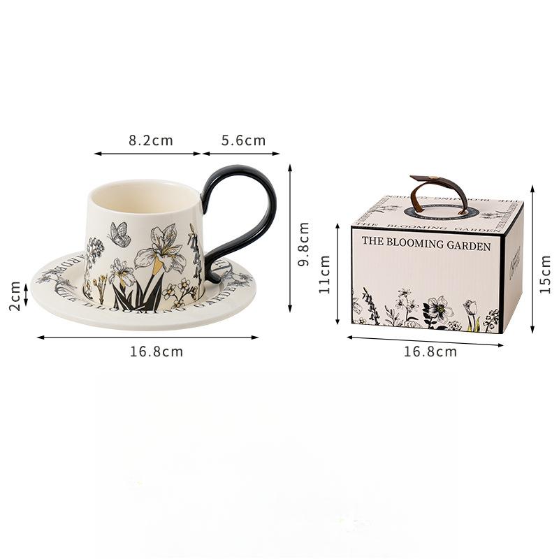 Medium Style Ceramic Coffee Cup Saucer Set One Cup One Saucer Coffee Cup Light Luxury High End Mug Gift Cup