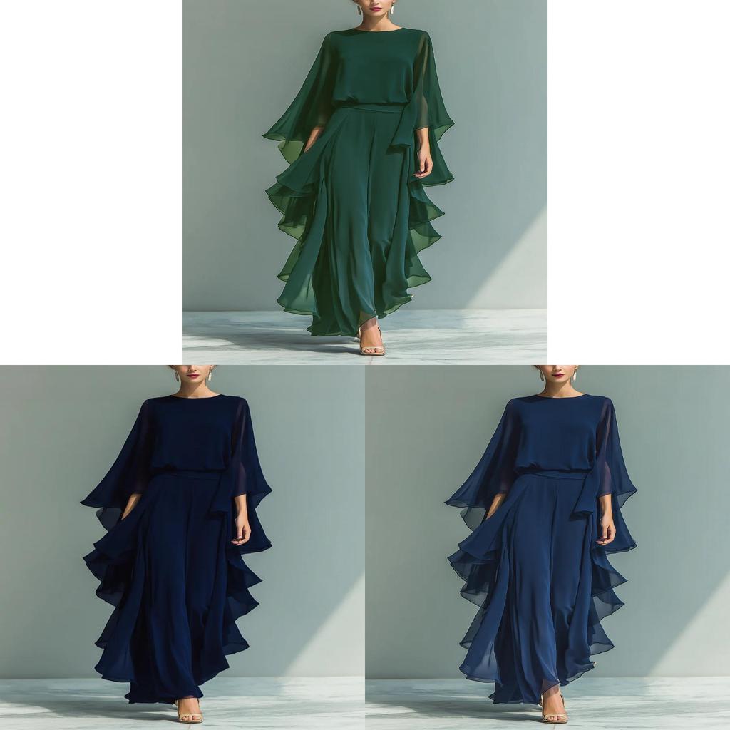 Chiffon Blouse And Nine Pants Suit For Women With Asymmetrical Design For Casual Summer Wear