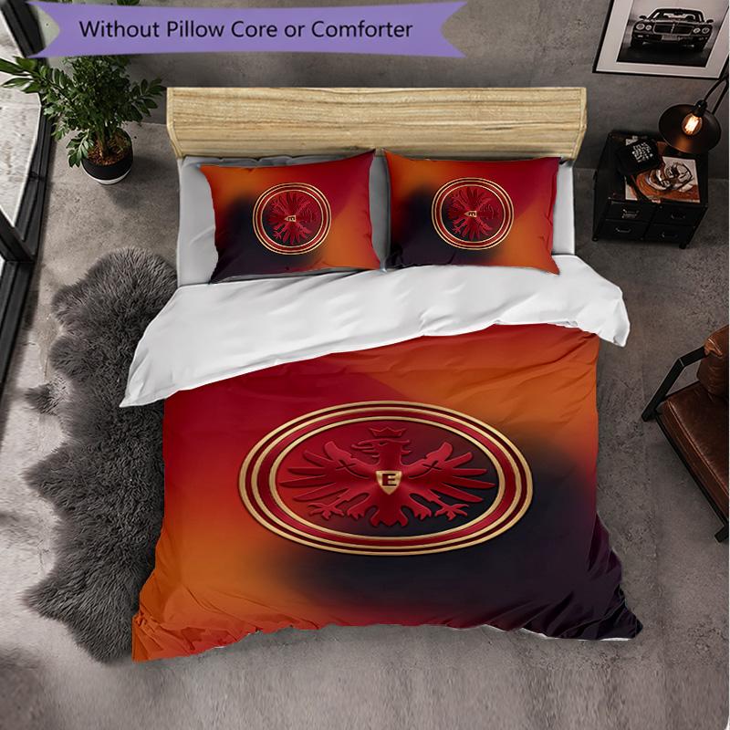 Eintracht Frankfurt Calcio Set Biancheria da Letto 3 Pezzi Morbido Copripiumino con Federe Set Decorazione Camera da Letto per la Casa