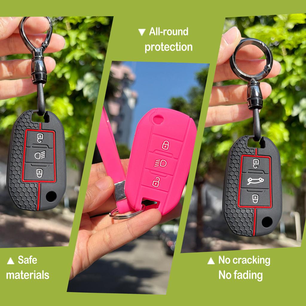 Soft Key Case For Opel Corsa F Grandland X For Citroen C2 C5 C4 Cactus C8 C3 For Peugeot 208 2008 508 408 308 3008 Car Key Caps