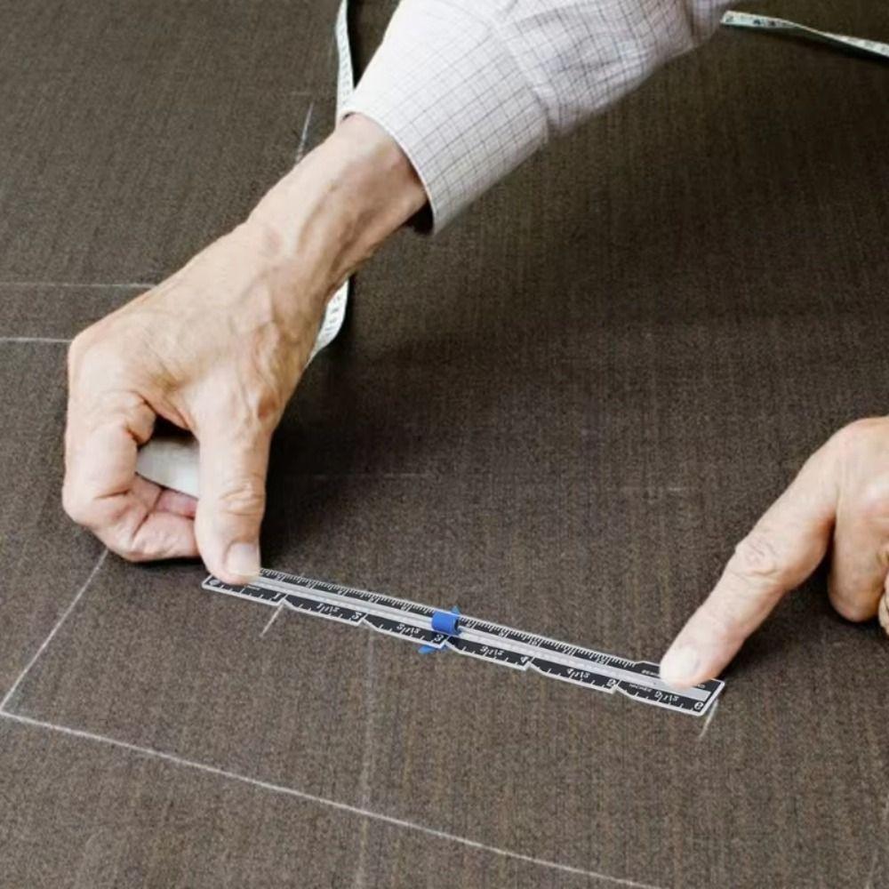 Fixed-Edge Sliding Gauge Metal Fabric Quilting Ruler Sewing Measuring Tool  Sewing Accessories