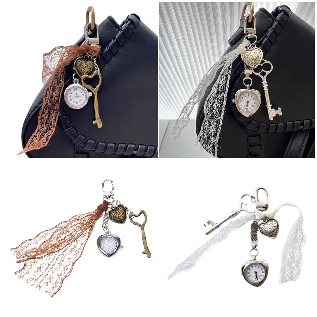 Vintage Heart Pocket Watch Keychain Romance Alloy Designs Special Gifts for Lovers