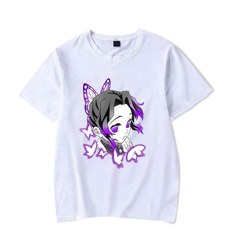 New Hot Anime Kochou Shinobu Print T Shirt Women Men Short Sleeve Tops Tees Summer Fashion Loose Casual T-shirt
