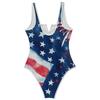 Women Swimsuit V Neck Tank Bathing Suit USA Flag Print Patriotic Swimwear 4th of July Outfit