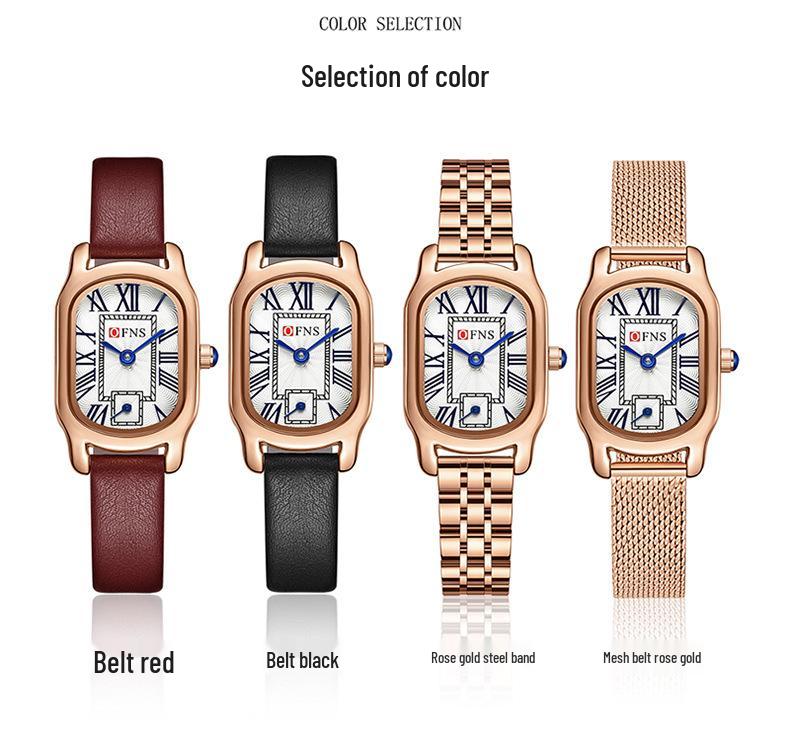 OFNS Women's Casual 30m Waterproof Quartz Watch with Roman Numerals and Two-Hand Design.