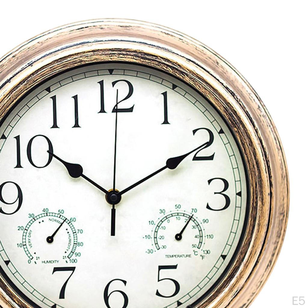 12 Inch Clock with Combined And Hygrometer, Silent No Ticking for Home, Living Room