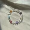 Colorful candies are natural treasures10mm Women's bracelet with aquamarine, amethyst, pink citrine, yellow citrine, and strawberry crystal,