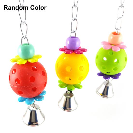 Colorful Pet Bird Bites Toy Parrot Chew Ball Cage Hanging Cockatiel Birds Bell