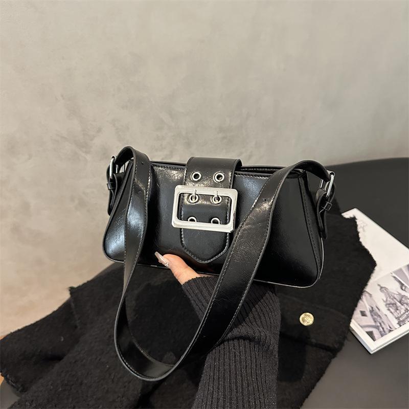 

Vintage Lock Design PU Shoulder Bags for Women Simple Solid Color Ladies Underarm Bag Casual Femlae Phe Handbags Purse чёрный