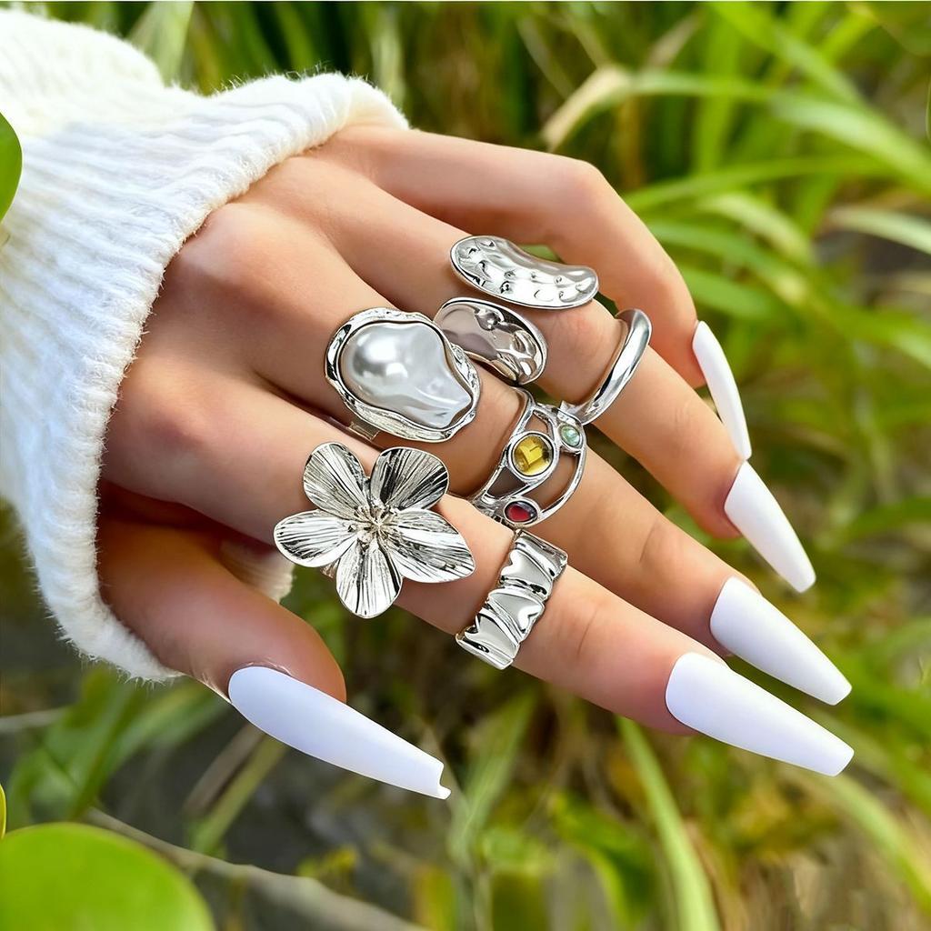 European and American style exaggerated design sense gold open ring set women's niche high-end sense joint ring fashion trend