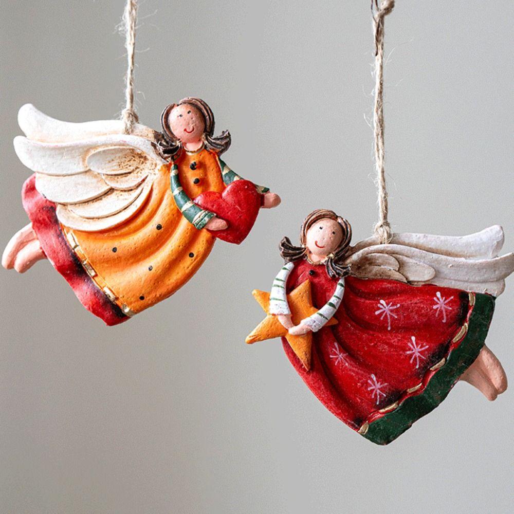 Cute Vintage Angel Hanging Decor Fantasy DIY Crafts Angel Girl Pendant Resin Cartoon Xmas Angel Girl Pendant 2025 Navidad Decor