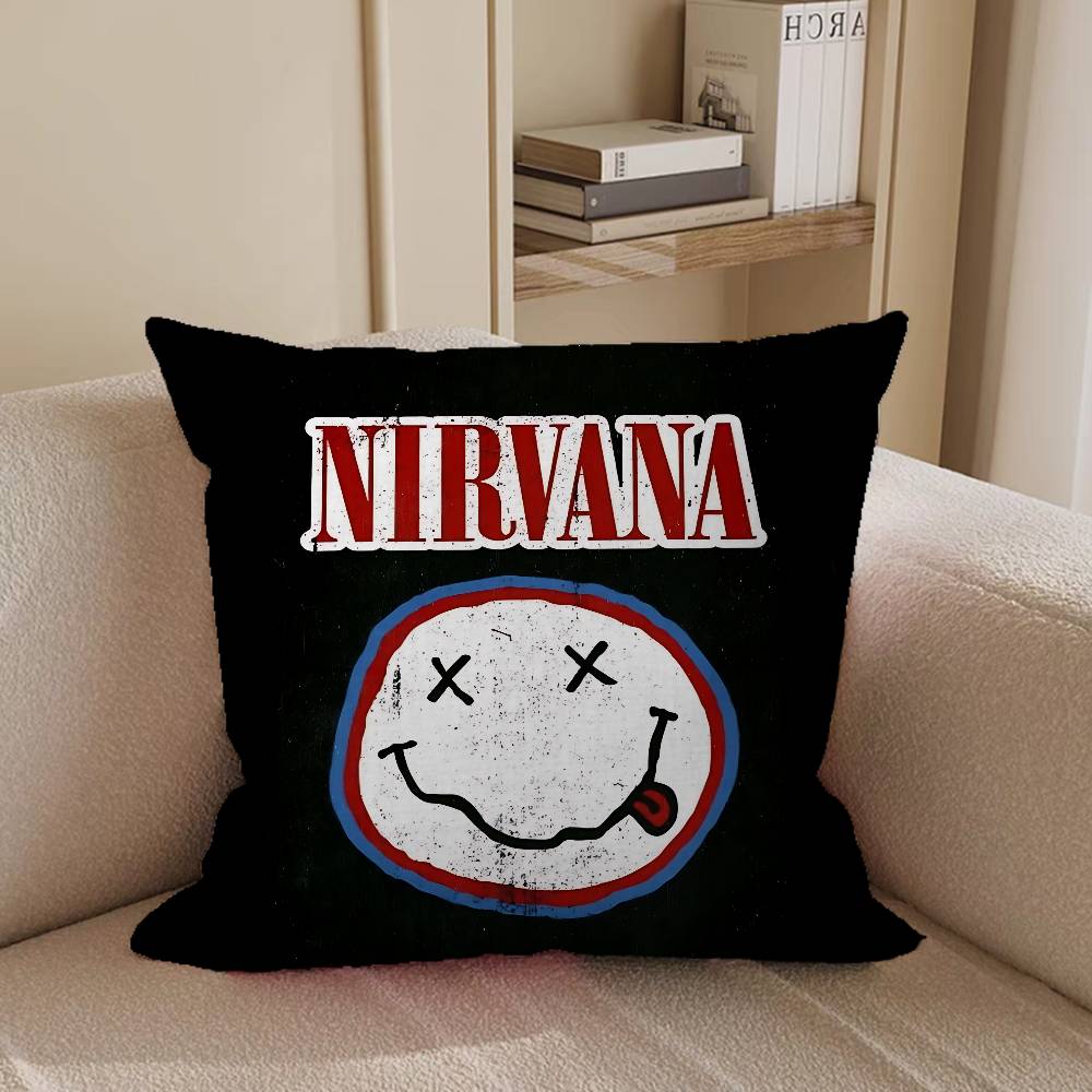N-NirvanaS Logo Decorative Room Aesthetics Pillow Case Home Decor Bedroom Sofa Bed Couch Pillow Cover 45x45