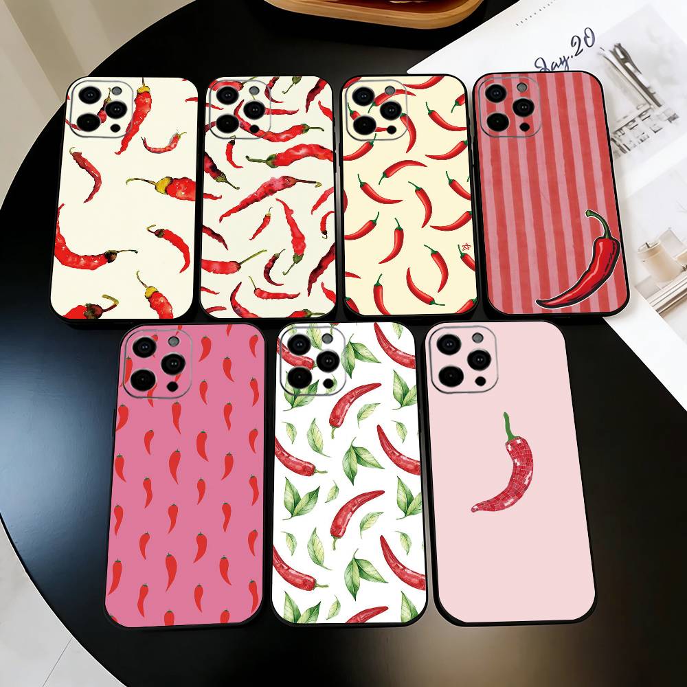 Chili Red Phone Case Silicone Soft For IPhone 17 16 15 14 13 12 11 X XR Plus Pro Max Plus