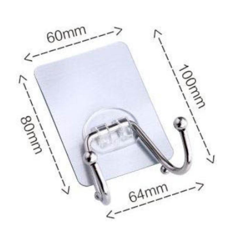 Stainless Steel No-Drill Double Hook for Kitchen & Bathroom Storage