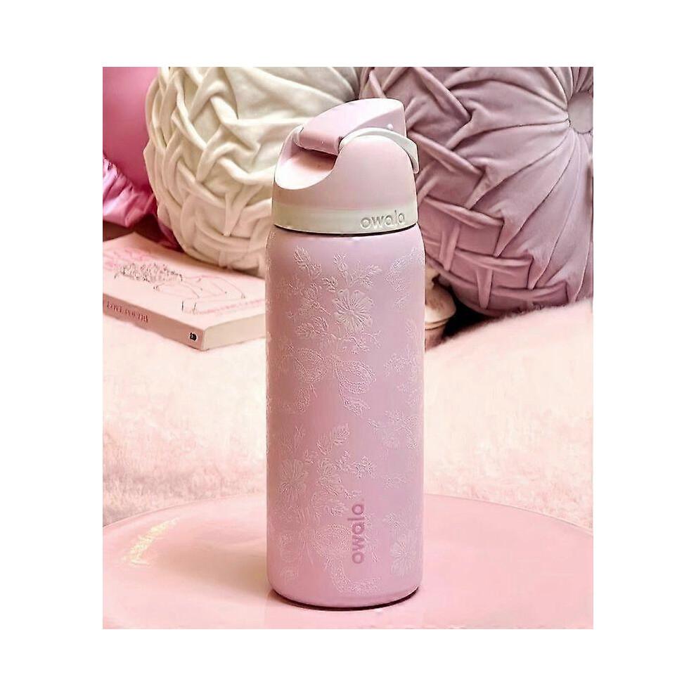 Owala 24oz/32oz FreeSip Stainless Steel Water Bottle Pink Ribbon Toile H